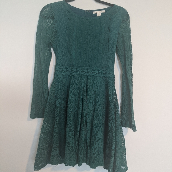 miami Dresses & Skirts - Miami Dark green lace long sleeve mini dress S